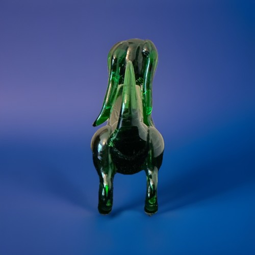 Vintage Large Murano Glass Green Dachshund Dog Sommerso 10” Long - Picture 6 of 16