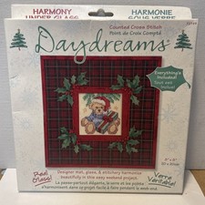 Dimensions Daydreams Cross Stitch Bear Christmas 72749 Glass Frame Kit Sealed