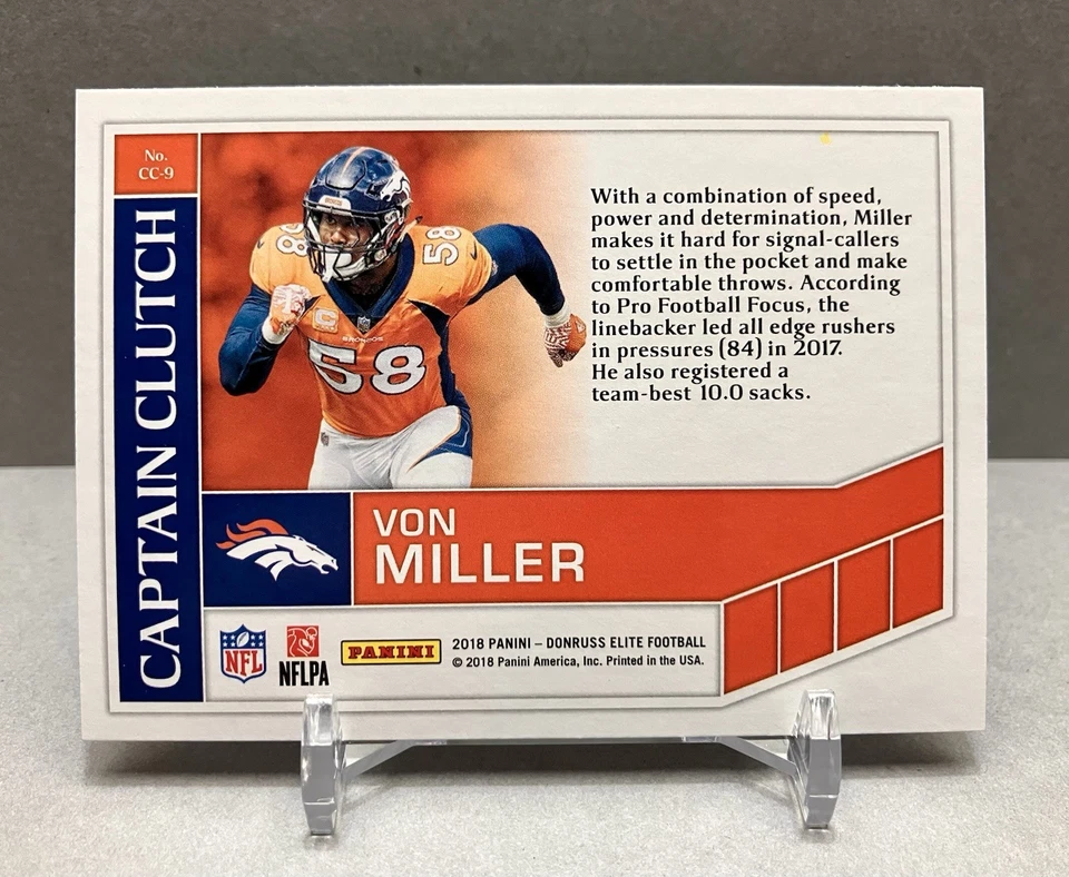2018 Von Miller Donruss Elite Captain Clutch Card# CC-9 - Image 2 of 3