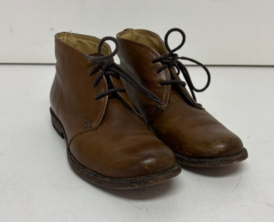 Frye Phillip Cognac Brown Leather Boy's Chukka Boots US Size 5.5 B Fast Shipping