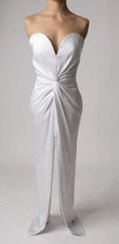 Alex Perry Griffith Gown Twist Front Sweetheart Strapless Column Size 8 NWT Flaw