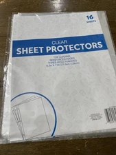 16 Clear Sheet Page Protectors Plastic Office Document Sleeves Top Loading