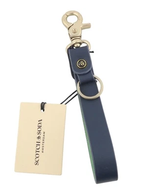 SCOTCH & SODA Porte-clés Unisexe Cuir Bleu Quincaillerie Dorée OS - Photo 1/4