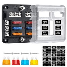 6-Way Fuse Block, Waterproof 12v Fuse Block with LED Indicator- 6-Way