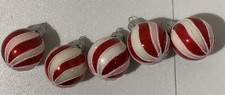 Peppermint Xmas Ball Ornaments Candy Cane Red White