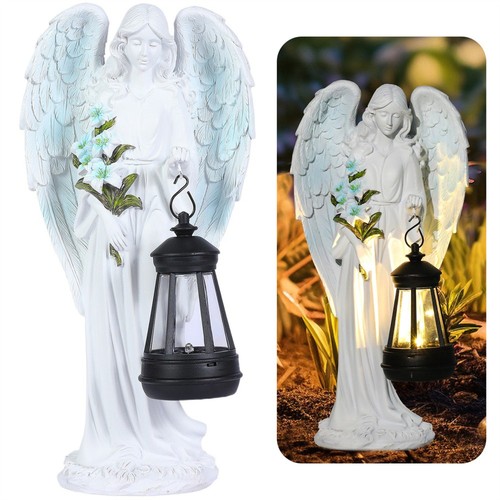 Statue Large Garden Angel Outdoor Resin Solar White Modern Novelty Weatherproof - Picture 9 of 11