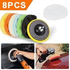 New 8X Car Polisher 180mm Sponge Polishing Waxing Buffing Pads Kit Wash Detailin