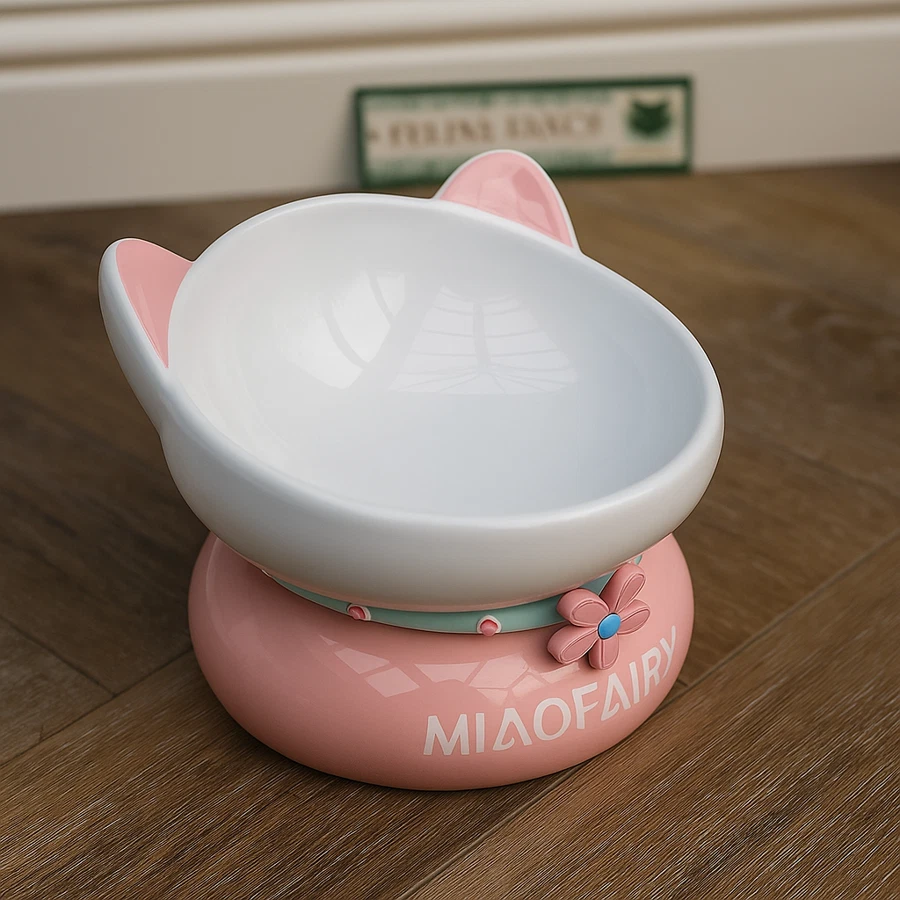 Erhöhter Keramik Katzennapf - erhöhter geneigter Futterautomat für Katzen & Kätzchen