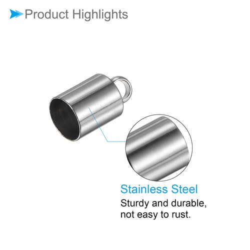 20 PCS Cord End Cap 5.5mm Inner Diameter Barrel End Caps Stainless Steel Color - Picture 5 of 6