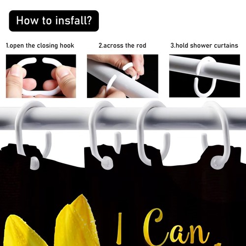 4PCS Sunflower Shower Curtain Set Quotes Flower Bathroom Decor Sets with Rugs... - Bild 6 von 6
