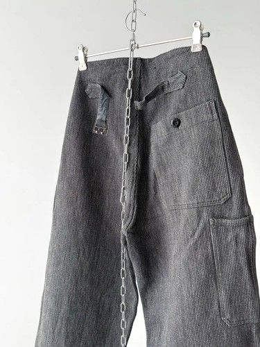 Vintage 1960s French Workwear Salt & Pepper Buckle Back Trousers - Picture 7 of 9