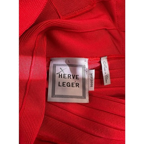 Vestido Herve Leger Rojo Fiesta Noche Cuello Alto Vendaje Bodycon Vestido Grande - Imagen 2 de 8