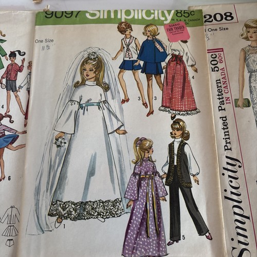 Vintage 1960s Simplicity Fashion Doll Wardrobe Sewing Patterns Size 11.5” Lot 8 - Picture 7 of 9