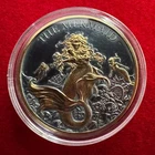 1 Troy OZ .999 Silver “The Mermaid” Round Polished 24K Gilded & Antiqued by SFS