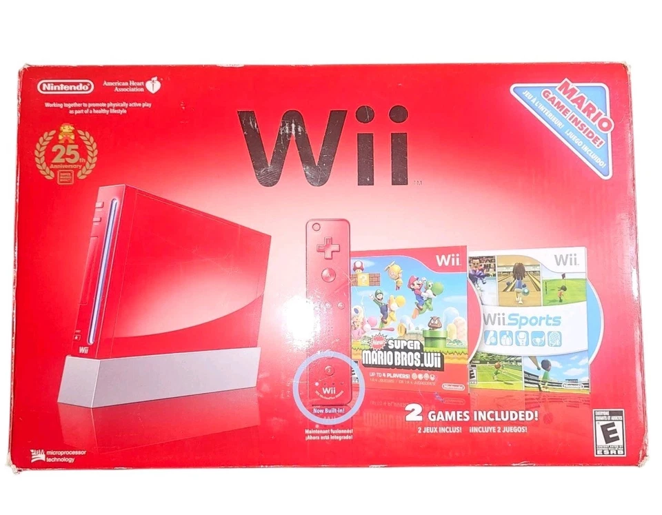 Consola Nintendo Wii Super Mario Bros 25 Aniversario Roja - 1 Mando 3 Juego Foto 2 de 4