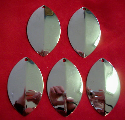 5 SPINNER BLADES  #7  OLYMPIC, TURTLE BACK, OKLAHOMA, MAG WILLOW smooth nickel 