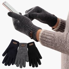 Thermal Windproof Knitted Winter Gloves Touch Screen Warm Mittens for Men ak