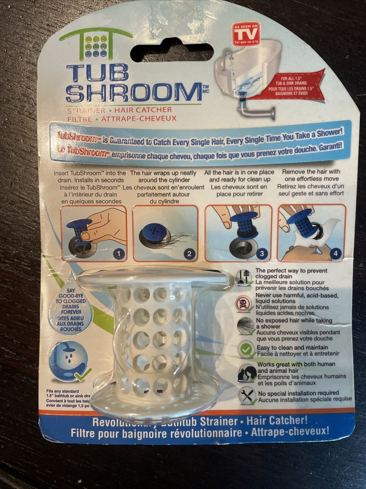 Image of TubShroom White Revolutionary Hair Catcher Drain Protector No More Clogs