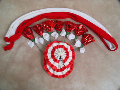 Set of Draft Horse Decorations - Red, White Mane, Tail, Flowers