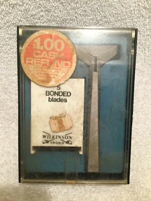 Vtg Wilkinson Sword Safety Razor In Original Plastic Case With Blades & Pamphlet