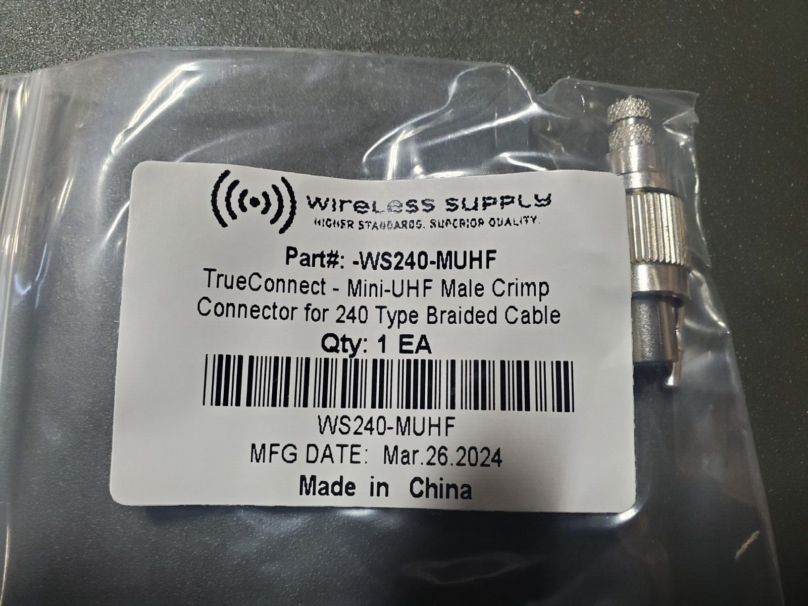 TC MinUHF (PL-269) Male Crimp Conn for 240 type braided cbls