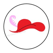30 RED HAT ENVELOPE SEALS LABELS STICKERS PARTY FAVORS 1.5" ROUND