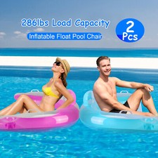 2PCS Inflatable Pool Float Chair For Adults Water Lounger Mattress 286lbs Load