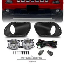 4PCS LED Fog Light Bumper Lamp Cover Bezel For Jeep Cherokee 2014-2016 2017 2018