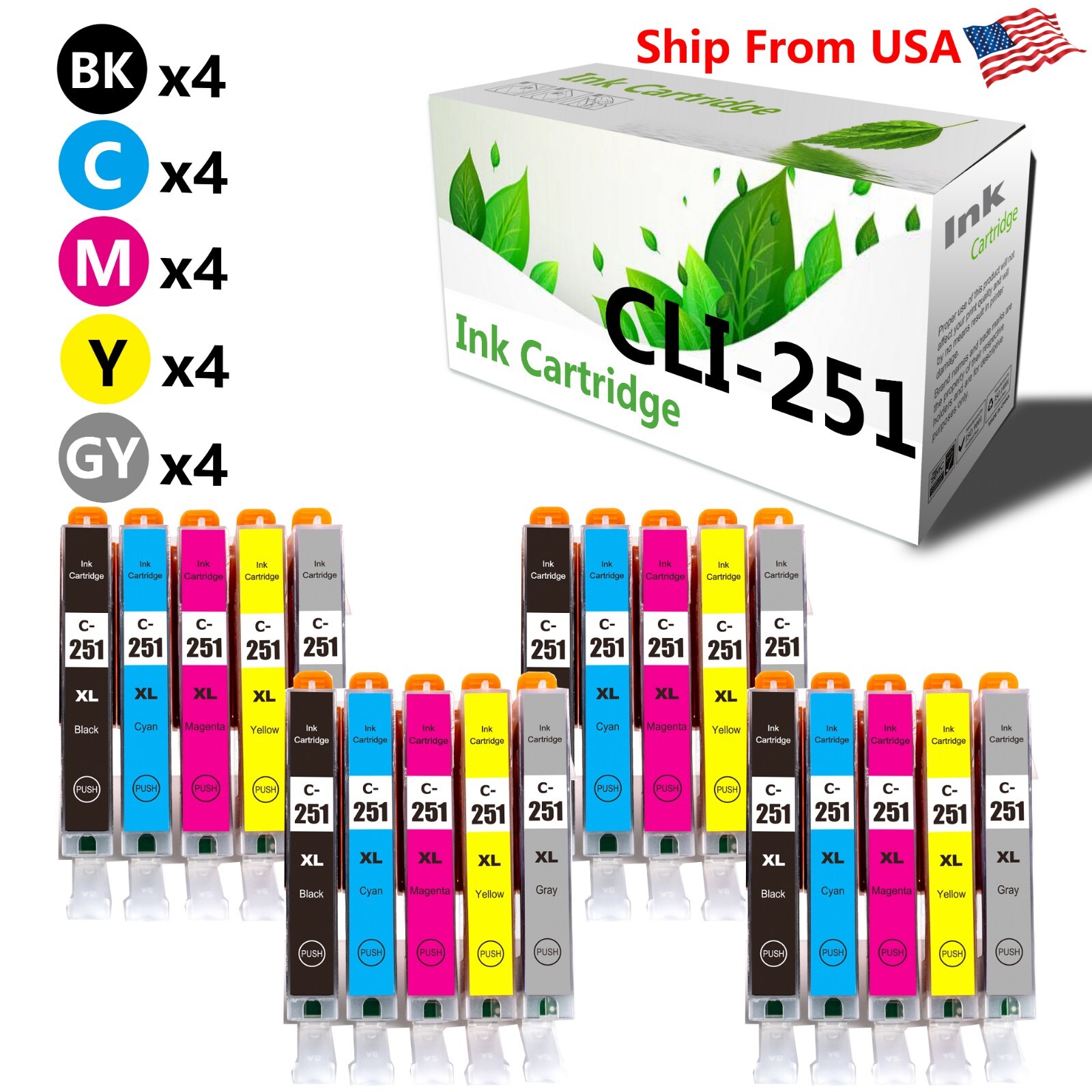20PK CLI251XL Ink Cartridge CLI-251XL for PIXMA iP8720 Printer
