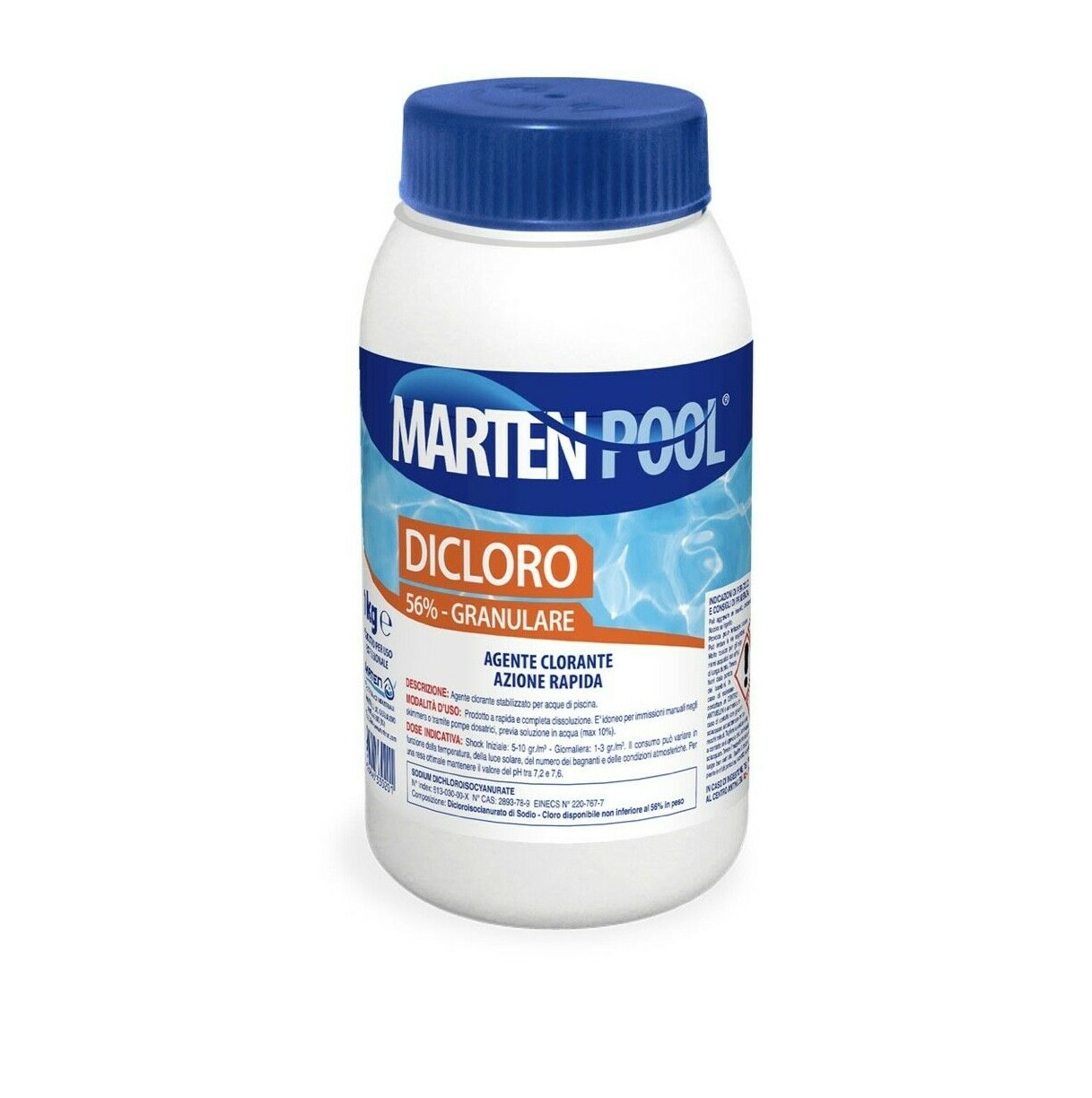 Dicloro 56% Cloro Granular Agente Clorante Acción Rápido 1KG Código 33550-10/7