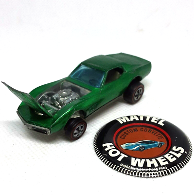 Hot Wheels Redline Custom Corvette 1967 Green Made In Hong Kong W