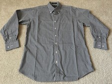 Paul Fredrick Non Iron Two-ply Cotton Mens Shirt 17-34 Slim Fit Black Gingham