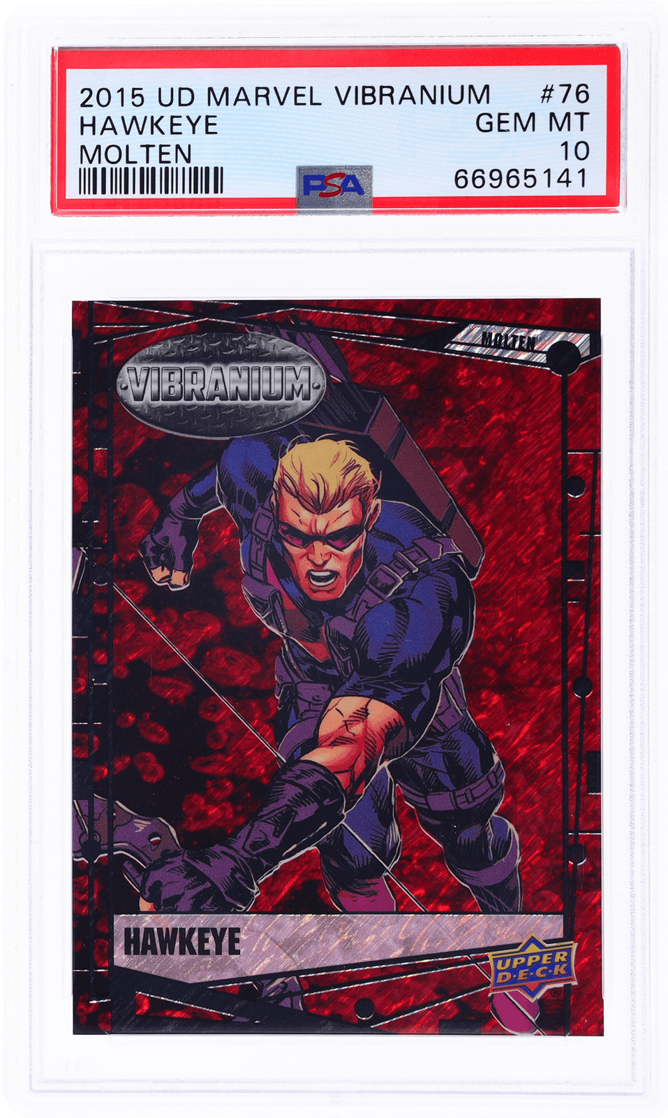 2015 Marvel Vibranium Hawkeye Molten #76 /299 PSA 10