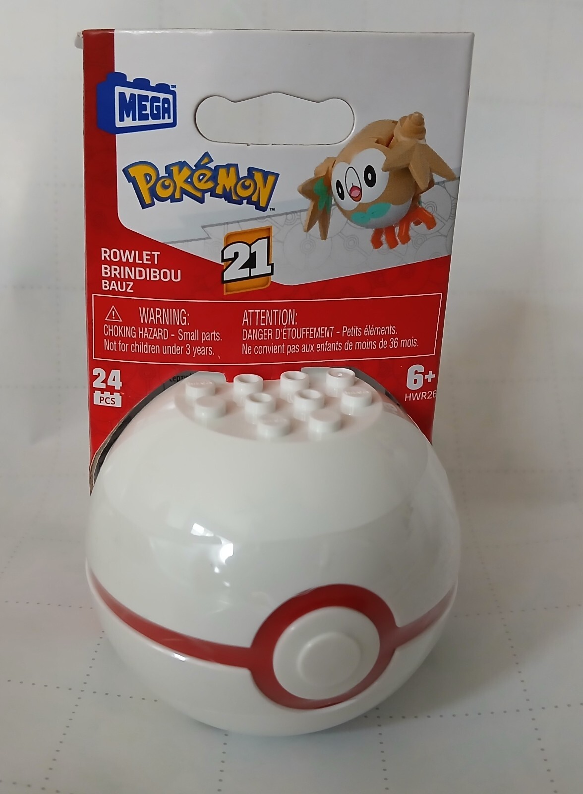 Mega Construx Pokemon Rowlet Series 21 Poke Ball 24-Piece Building Set New