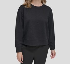 Calvin Klein Women's Black Logo Embroidered Pullover Sweatshirt Size S