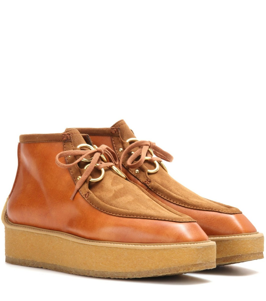 Stella McCartney Brody Cognac Eco Suede Ankle Boots US EU 36