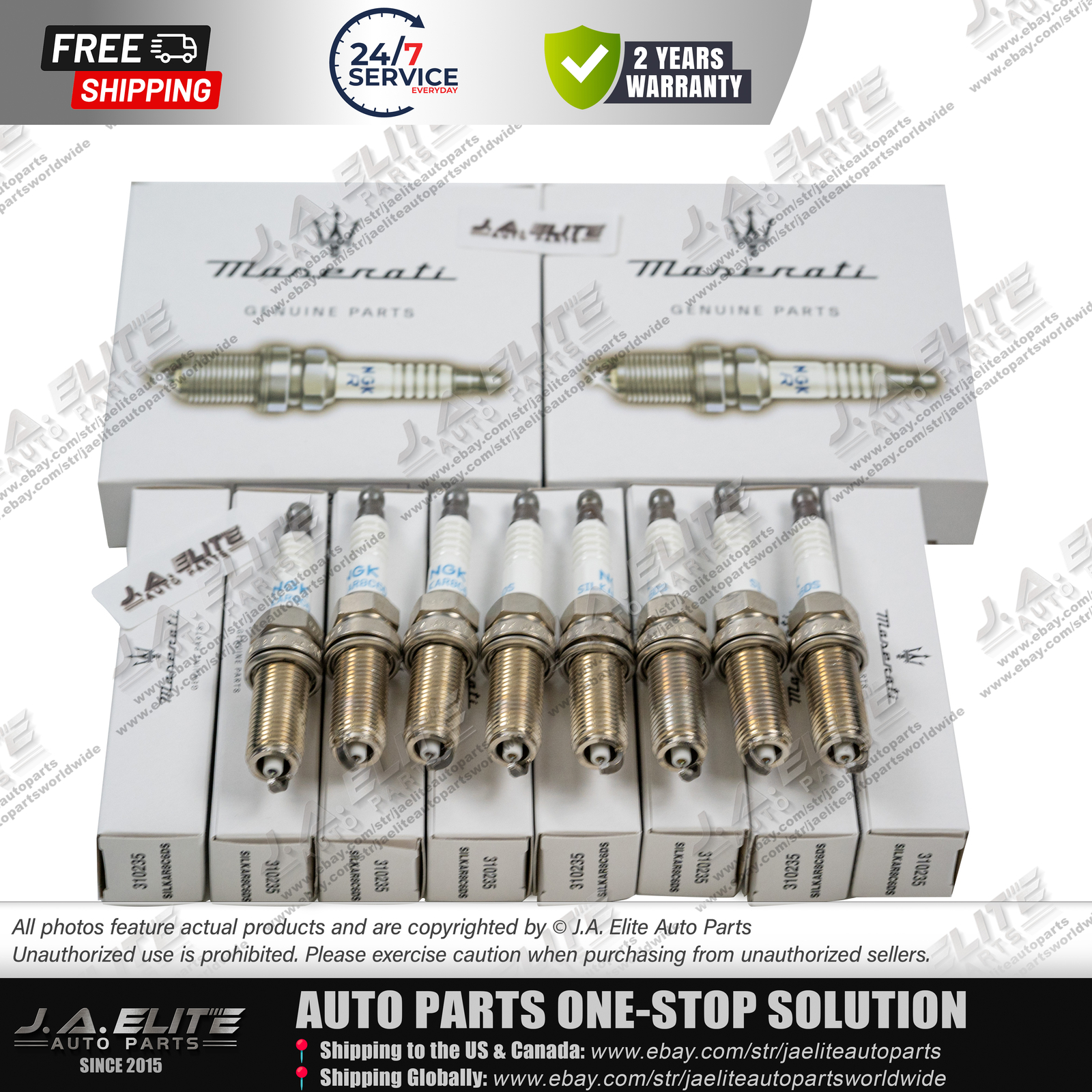 8pcs Genuine Spark Plugs for Maserati Ghibli Levante Quattroporte 3.8 V8, 310235