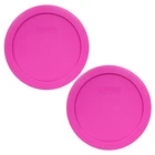 Pyrex 7201-PC 6" Pink 2 Pack Plastic Storage Cover Lid New for 4 Cup Glass Bowl