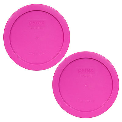 Pyrex 7201-PC 6'' Pink 2 Pack Plastic Storage Cover Lid New for 4 Cup Glass Bowl