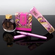 Ferris Wheel Serpentine Blooms 38ml Ink & Medium Nib Aluminum Carousel Pen Set