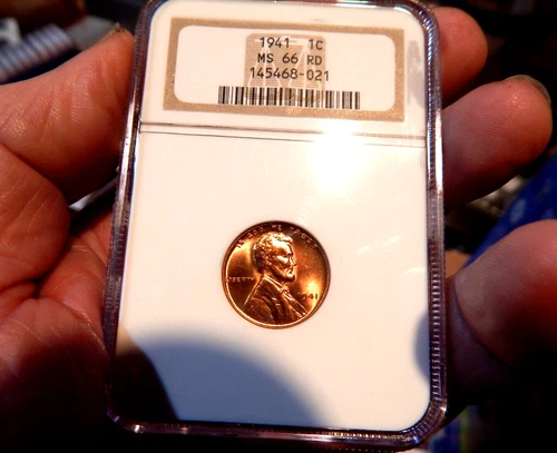 1941 P LINCOLN CENT GRADED BY NGC MS66 RD     NICE BRIGHT COIN
