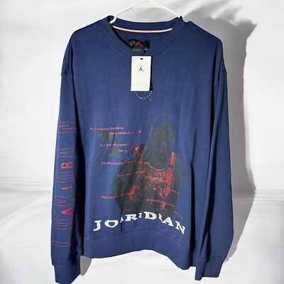 Men's Size L - Jordan Essentials Loopback Fleece Crew-Neck Sweatshirt in Blue