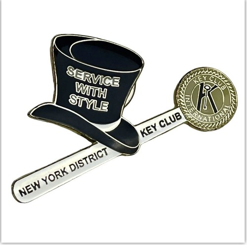 NY Kiwanis Key Club Tie Pin Service With Style Enamel Top Hat Lapel Rare Vintage
