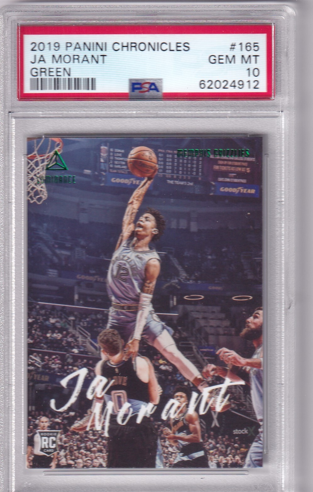 NBA Panini Trading Chronicles 2019-20 No. 165 Ja Morant Green Rookie PSA 10 GEM