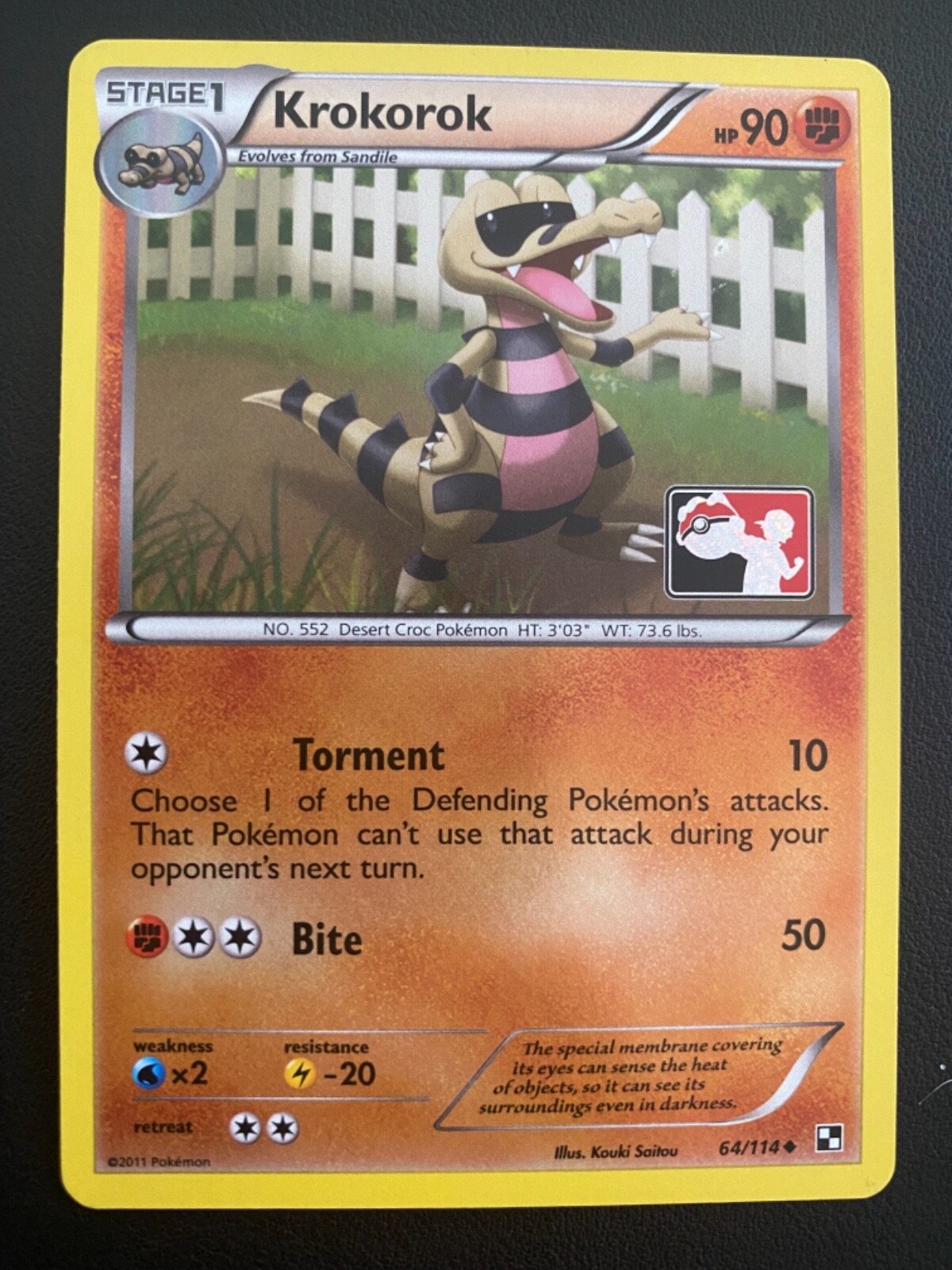 POKEMON TCG KROKOROK 64/114 BLACK AND WHITE LEAGUE PROMO CARD!!
