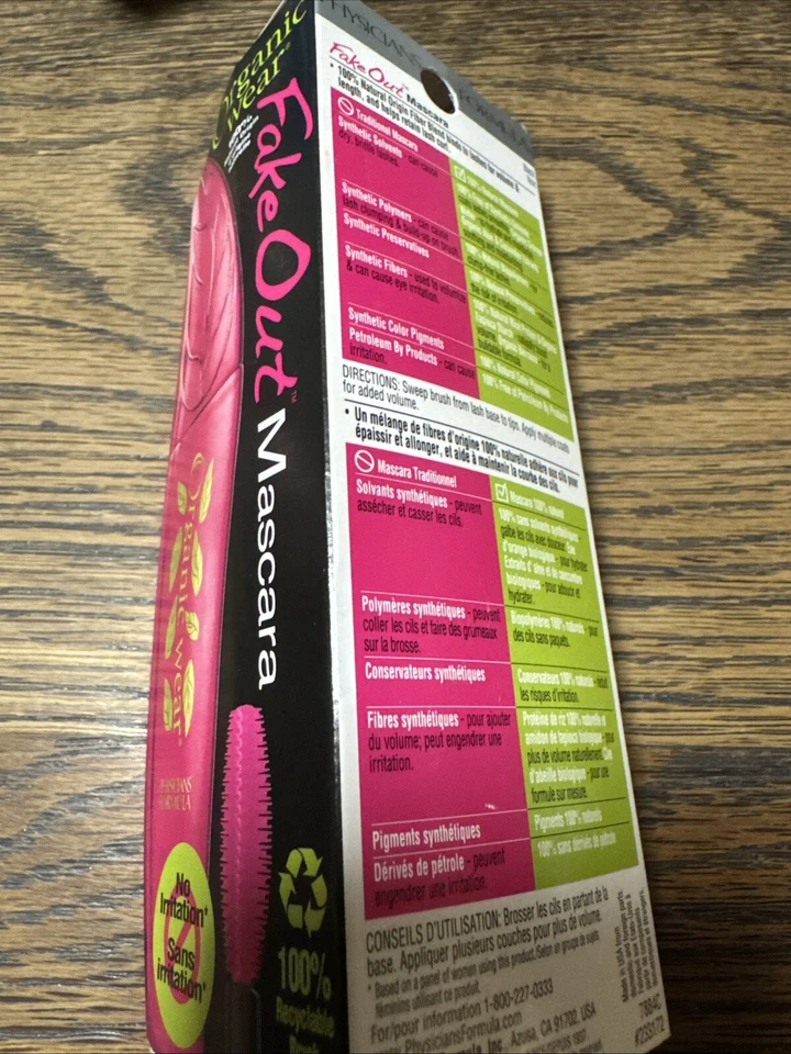 2 PHYSICIANS FORMULA ORGANIC WEAR FAKE OUT MASCARA BLACK 7884. Brand New - Image 2 of 2