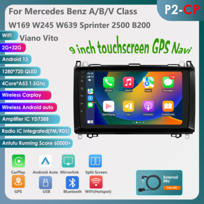 For Benz Sprinter W169 W639 Vito B200 Android13 Carplay Car Stereo Radio GPS SWC