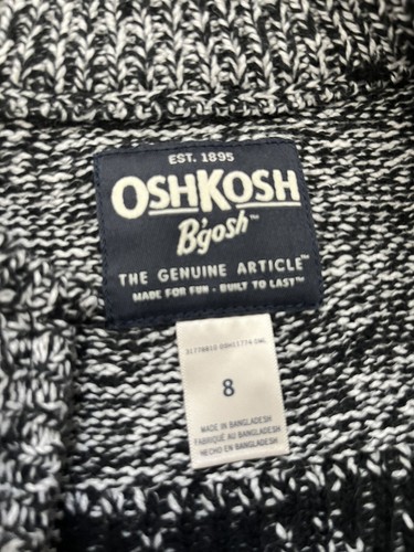 #3 NWT! Boy s Black and White Marled Cardigan by OshKosh, Sz: 8 - Picture 2 of 5