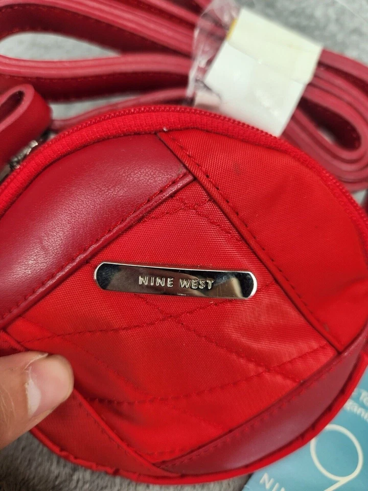 Красная круглая сумка через плечо Nine West сумочка с однотонным принтом стиль столовой 4 дюйма - Изображение 3 из 4