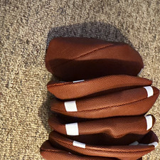 Lot Set of Mini Small Plush Toy Footballs - Brown with White Stripes